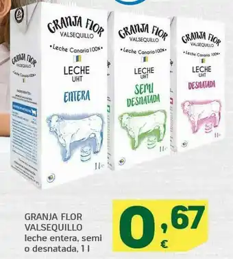 HiperDino Granja flor valsequillo leche entera, semi o desnatada oferta