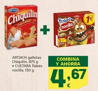HiperDino Artiach galletas chiquilin + cuétara flakes nocilla oferta