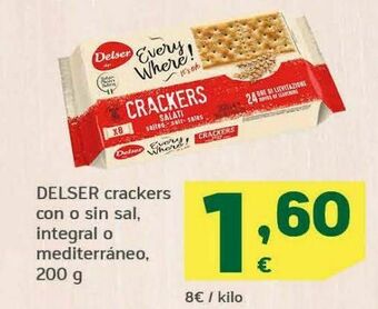HiperDino Delser crackers con o sin sal integral o mediterráneo oferta