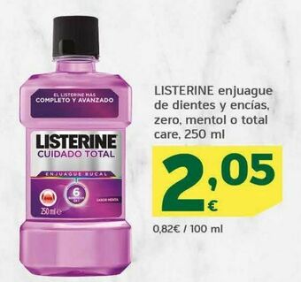 HiperDino Listerine enjuague de dientes y encías, zero, mentol o total care oferta