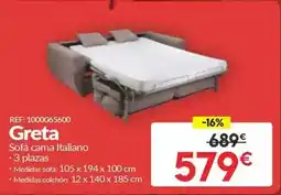 Embargos a lo bestia Greta sofa cama italiano oferta