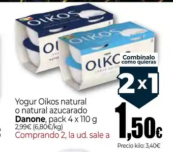 DANONE Yogur Oikos natural o natural azucarado