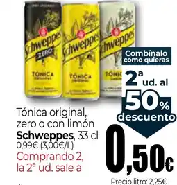Unide Supermercados SCHWEPPES Tónica original, zero o con limón oferta