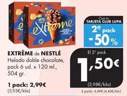 Supermercados Lupa EXTRÊME de NESTLÉ Helado doble chocolate oferta