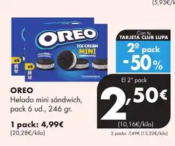 Supermercados Lupa OREO Helado mini sándwich, oferta