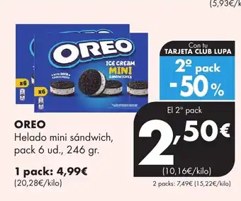 Supermercados Lupa OREO Helado mini sándwich, oferta