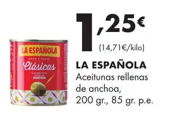 Supermercados Lupa LA ESPAÑOLA Aceitunas rellenas de anchoa oferta