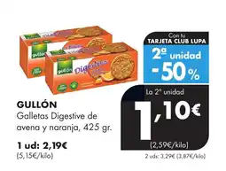 Supermercados Lupa GULLÓN Galletas Digestive de avena y naranja oferta