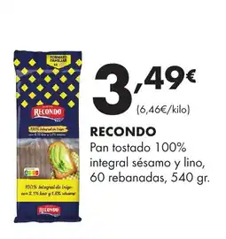 Supermercados Lupa RECONDO Pan tostado 100% integral sésamo y lino, 60 rebanadas oferta