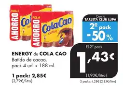 Supermercados Lupa ENERGY de COLA CAO Batido de cacao oferta