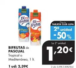 Supermercados Lupa BIFRUTAS de PASCUAL Tropical o Mediterráneo oferta