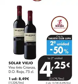 Supermercados Lupa SOLAR VIEJO Vino tinto Crianza, D.O. Rioja oferta