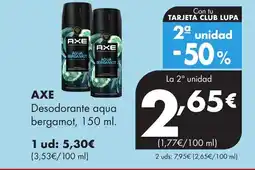 Supermercados Lupa AXE Desodorante aqua bergamot oferta