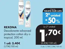 Supermercados Lupa REXONA Desodorante advanced protection cotton dry o tropical oferta