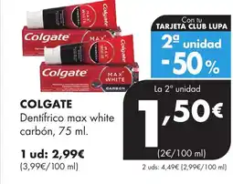 Supermercados Lupa COLGATE Dentifrico max white carbón oferta