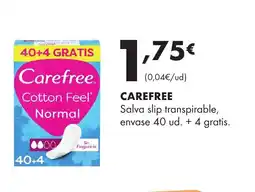 Supermercados Lupa CAREFREE Salva slip transpirable, envase 40 ud. + 4 gratis. oferta