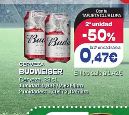 Supermercados Lupa BUDWEISER Cerveza oferta