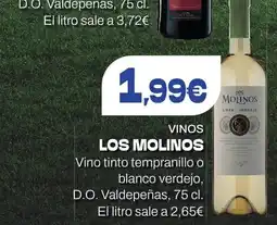 Supermercados Lupa LOS MOLINOS Vinos Vino tinto tempranillo o blanco verdejo, D.O. Valdepeñas oferta
