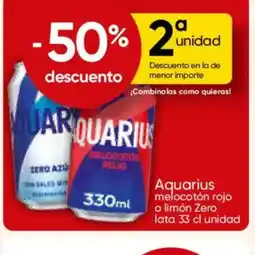 FROIZ AQUARIUS melocotón rojo o limón Zero lata oferta