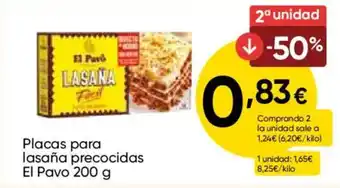 FROIZ EL PAVO Placas para lasaña precocidas oferta