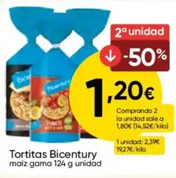FROIZ BICENTURY Tortitas Bicentury maiz gama 124 g unidad oferta