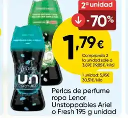 FROIZ LENOR Perlas de perfume ropa Unstoppables Ariel o Fresh oferta