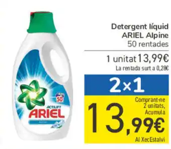 Carrefour Detergent Líquido Ariel Alpine 50 rentades 2x1 oferta