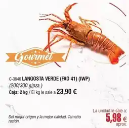 Abordo Gourmet - langosta verde (fao 41) (iwp) oferta