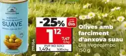 Dia Dia vegecampo - aceitunas con relleno de anchoa suave oferta