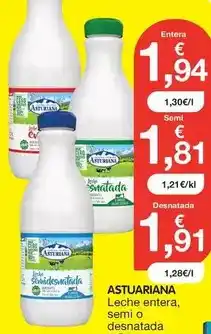 CashDiplo La asturiana - leche entera, semi o desnatada oferta