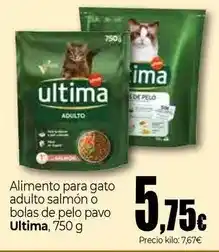 Unide Supermercados Última - alimento para gato adulto salmon o bolas de pelo pavo oferta