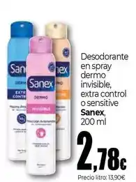 Unide Supermercados Sanex - desodorante en spray dermo invisible oferta