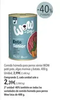 El Corte Inglés Wow - comida húmeda para perros sénior wow pâté paté a pota oferta