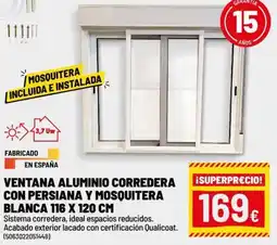 Brico Depôt Ventana aluminio corredera con persiana y mosquitera blanca oferta