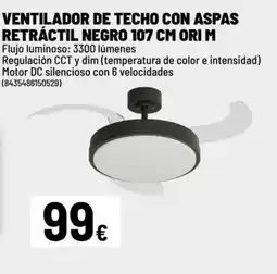 Brico Depôt Ventilador de techo con aspas retráctil negro ori m oferta