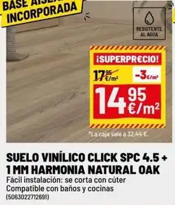 Brico Depôt Suelo vinílico click spc 4.5+ 1 mm harmonia natural oak oferta