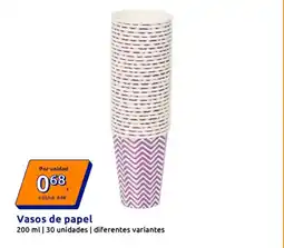 Action Vasos de papel oferta
