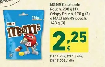HiperDino M&MS Cacahuete Pouch, Crispy Pouch 200g, Crispy Pouch 170g O Maltesers Pouch 148g oferta