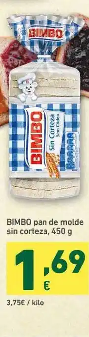 HiperDino Bimbo Pan De Molde Sin Corteza 450g oferta
