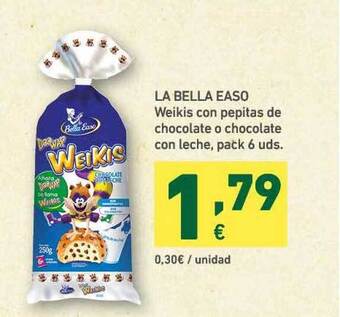 HiperDino La Bella Easo Weikis Con Pepitas De Chocolate O Chocolate Con Leche, pack 6 uds. oferta