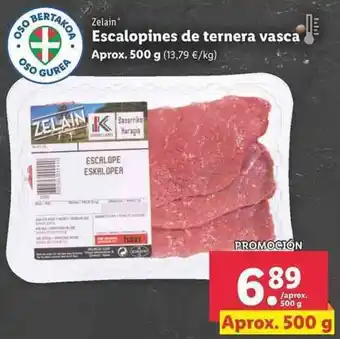 Lidl Zelain Escalopines de ternera vasca 500g oferta