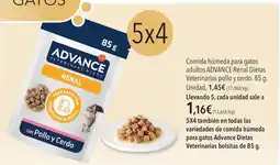 El Corte Inglés Advance Comida húmeda para gatos adultos Renal Dietas Veterinarias pollo y cerdo oferta