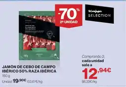 Hipercor RAZA IBÉRICA Jamón de cebo de campo ibérico 50% oferta