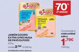 Hipercor ELPOZO Jamón cocido extra o pechuga de pavo oferta