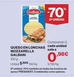 Hipercor GALBANI Queso en lonchas mozzarella oferta