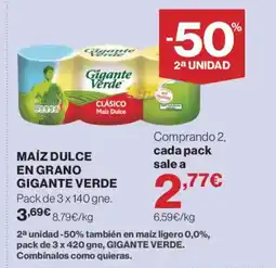 Hipercor GIGANTE VERDE Maíz dulce en grano oferta
