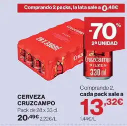 Hipercor CRUZCAMPO Cerveza oferta