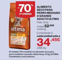 Hipercor ULTIMA Alimento seco para perro mediano ogrande adulto oferta