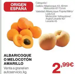 Hipercor Albaricoque o melocotón amarillo oferta
