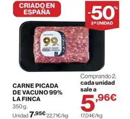 Hipercor LA FINCA Carne picada de vacuno 99% oferta